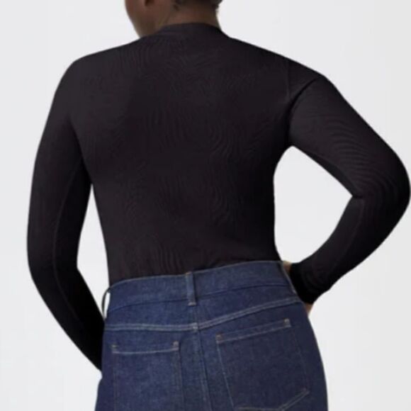 175 NWT Spanx Seamless Swirl Long Sleeve Shirt Size Large Black - Picture 3 of 8